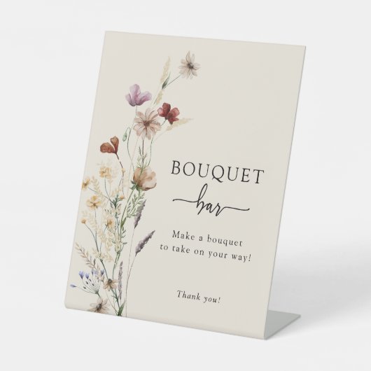 Panneau de signalisation de bar de bouquet boho (Recto)