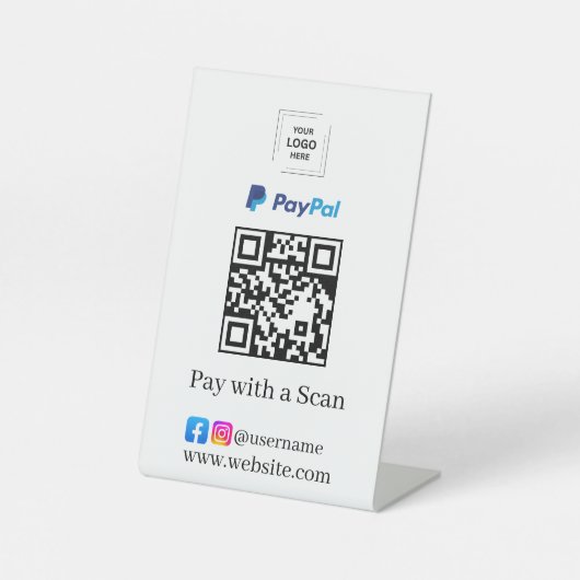Panneau de socle de code QR PayPal pour payer les (Recto)