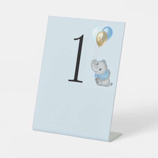 Panneau de socle numéro table Éléphant Bleu (Recto)
