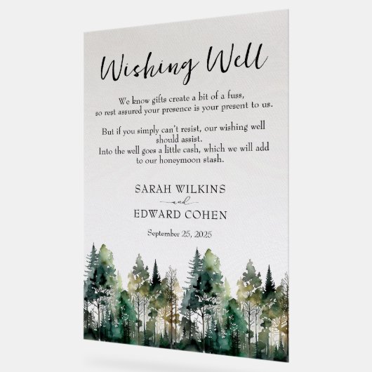 Panneau de souhaits de Mariage forestier rustique  (Angle)