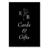Panneau de table à monogramme floral noir Cartes & (Dos)