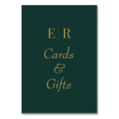 Panneau de table à monogramme vert émeraude Cartes (Dos)