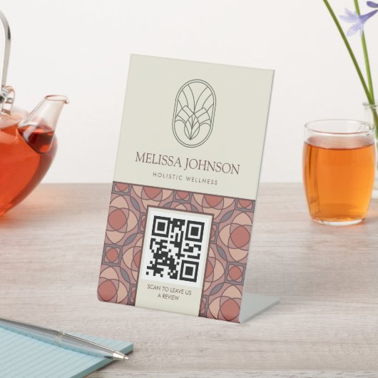 Panneau de table à piédestal à code QR géométrique (In SItu)