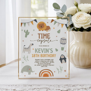 Panneau de table capsule temporelle d'anniversaire