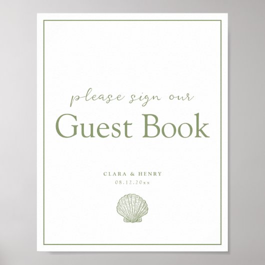 Panneau de table de livre d'or de mariage coquilla (Devant)