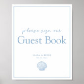 Panneau de table de livre d'or de mariage côtier b (Devant)