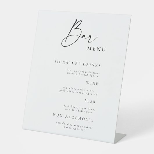 Panneau de table de menu de bar de mariage rustiqu (Recto)