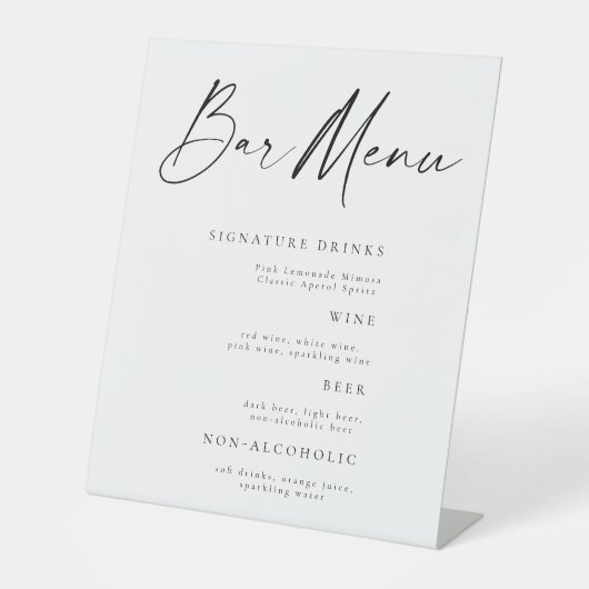 Panneau de table de menu de bar de mariage rustiqu (Recto)