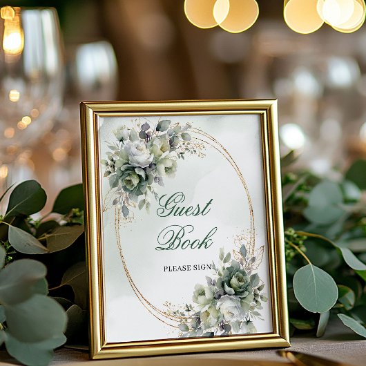 Panneau de table Livre d'or Feuillage Or Vert