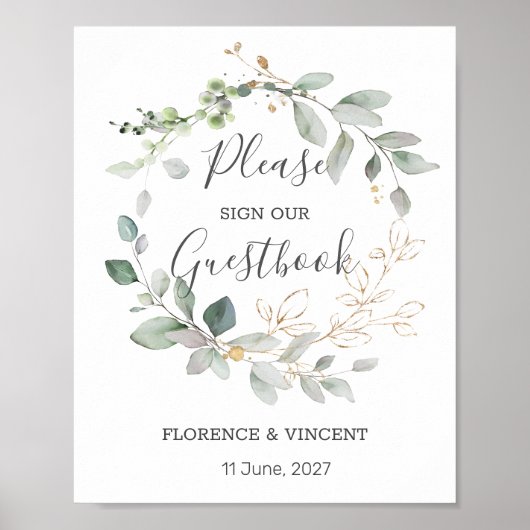 Panneau de table Livre d'or Feuillage verdure (Devant)
