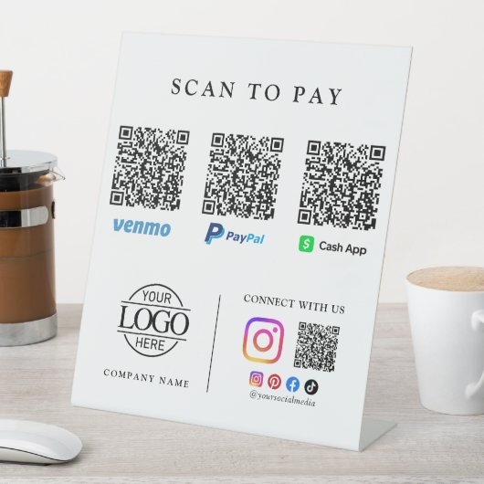 Panneau de table Logo Code Qr Scan pour Paiement (In SItu)