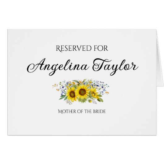 Panneau de table mariage aquarelle tournesol (Devant Horizontal)
