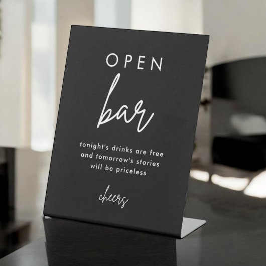 Panneau de table Open Bar Mariage noir moderne
