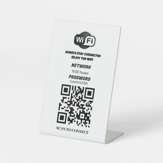 Panneau de table personnalisé avec code QR WiFi (Recto)