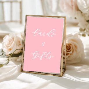 Panneau de table pour cartes et cadeaux roses simp