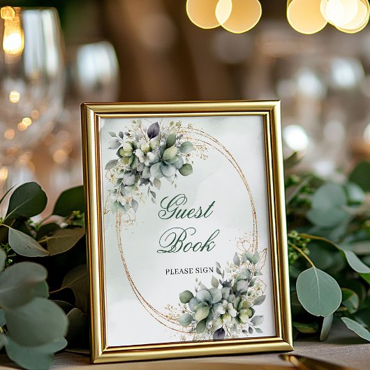Panneau de table pour livre d'or à l'aquarelle bot