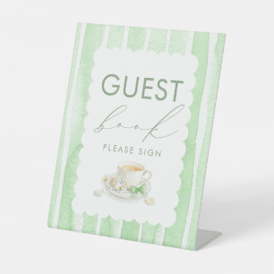Panneau de table pour livre d'or Baby Shower vert