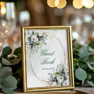 Panneau de table pour livre d'or botanique vert bl