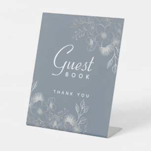 Panneau de table pour livre d'or de mariage bleu p