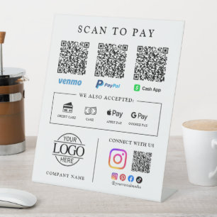 Panneau de table pour paiement par scan du code QR