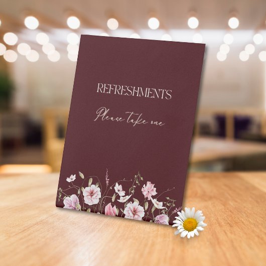 Panneau de table pour rafraîchissements à fleurs é