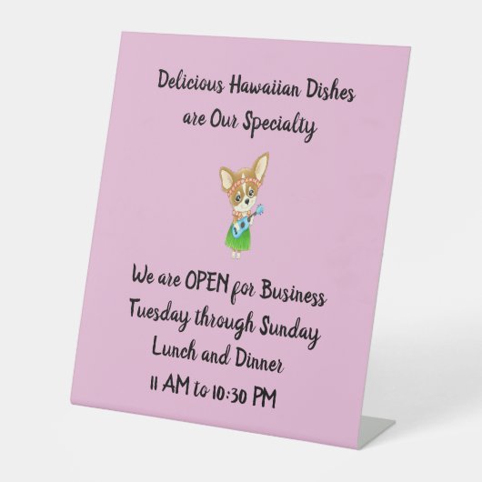 Panneau de table - Restaurant hawaïen en rose (Recto)