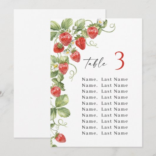 Panneau de table tendance fraise numéro de table (Devant / Derrière)