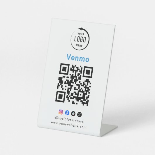 Panneau de table Venmo | Code QR Scan pour payer (Recto)