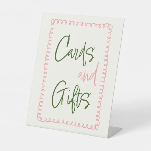 Panneau de tableau Cartes et cadeaux rose et vert (Recto)