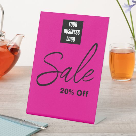 Panneau de vente avec logo d'entreprise, rose, 20 (In SItu)