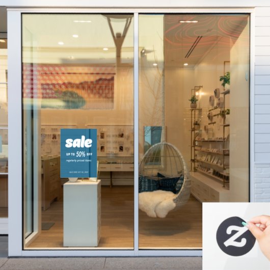 Panneau de vente bleu Bulle Classic Retro (Vitrine du magasin)