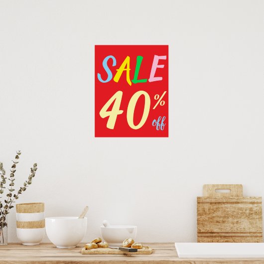 Panneau de vente importante, affiche de vente à 40 (Cuisine)