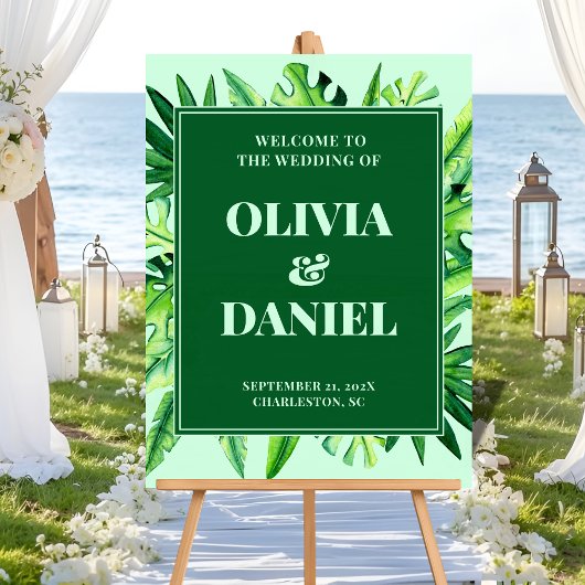 Panneau d'entrée de verdure tropicale