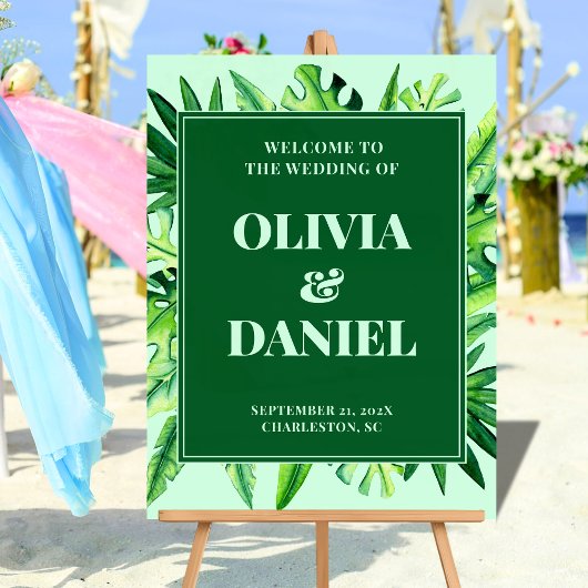 Panneau d'entrée de verdure tropicale