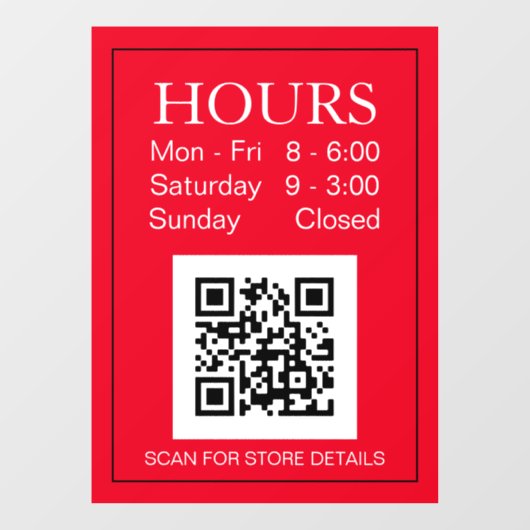 Panneau des heures d'ouverture, code QR, texte bla (Feuille)