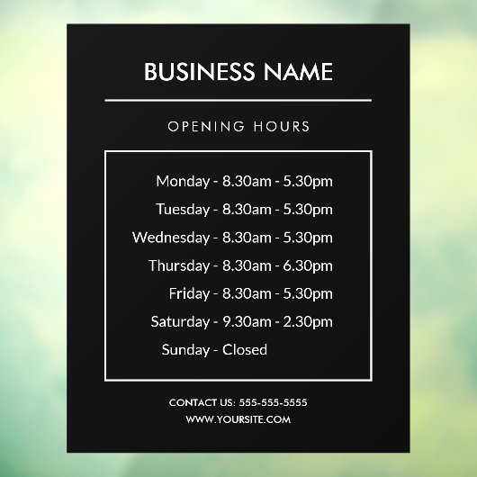 Panneau des Heures d'Ouverture d'Entreprise Autoco (Feuille 3)