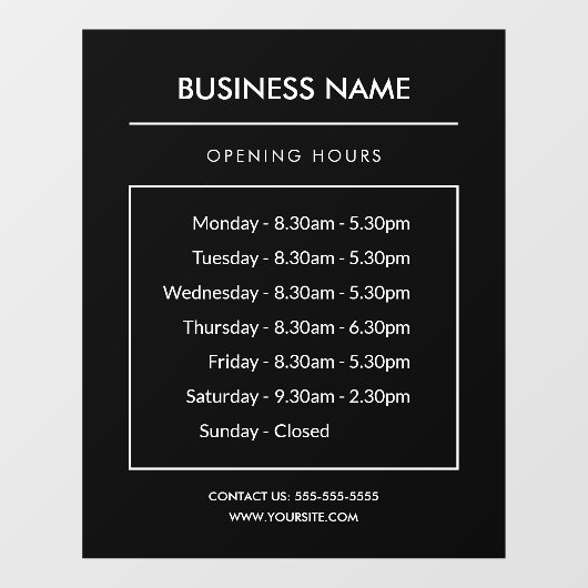 Panneau des Heures d'Ouverture d'Entreprise Autoco (Feuille)