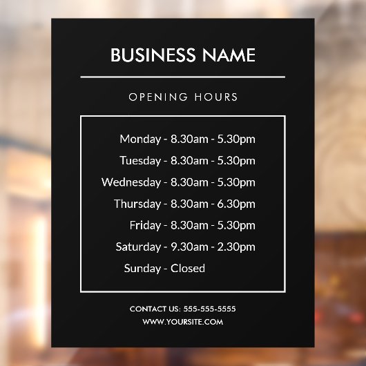 Panneau des Heures d'Ouverture d'Entreprise Autoco (Feuille 2)