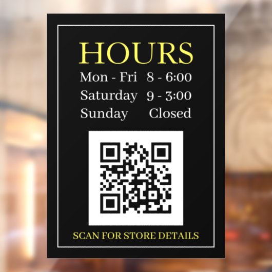 Panneau d'heures d'ouverture du magasin, code QR, (Feuille 2)