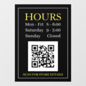 Panneau d'heures d'ouverture du magasin, code QR, (Feuille)
