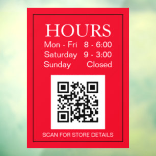 Panneau d'heures d'ouverture du magasin, code QR,