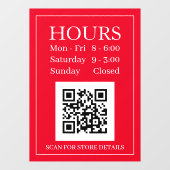 Panneau d'heures d'ouverture du magasin, QR Code, (Feuille)