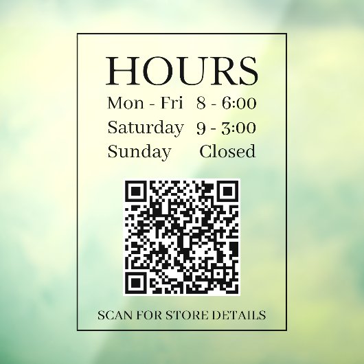 Panneau d'heures d'ouverture, Générer un code QR,  (Feuille 3)