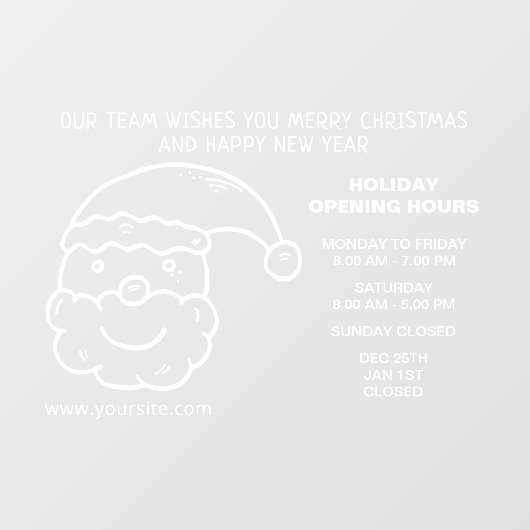 Panneau d'horaires d'ouverture de vacances (Feuille)