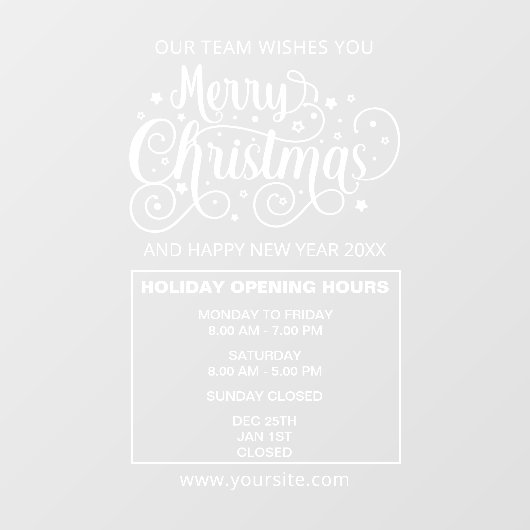 Panneau d'horaires d'ouverture, Joyeux Noël (Feuille)
