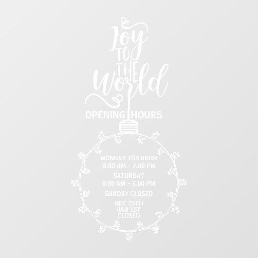 Panneau d'horaires d'ouverture, Noël (Feuille)