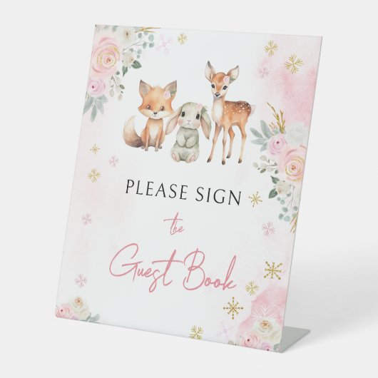 Panneau du baby shower d'hiver rose (Recto)