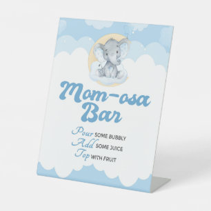 Panneau du Baby shower éléphant bleu Momosa Bar