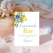 Panneau du bar à limonade florale bleue citron