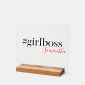 Panneau du bureau "Girl Boss" avec nom (Angle)